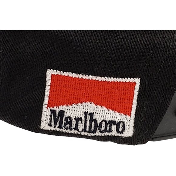 1990s Marlboro Side Script Bronco Snapback Hat Black Cap Logo Cowboy Vintage - Picture 3 of 9